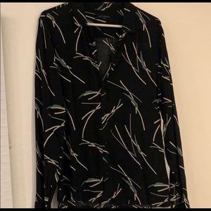 All Saints Black Abstract Print Men's Button-Up Shirt